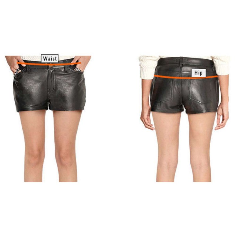 Women Genuine Leather Lambskin Short Leather Crop Moto Biker Hot Pant High Waist Shorts